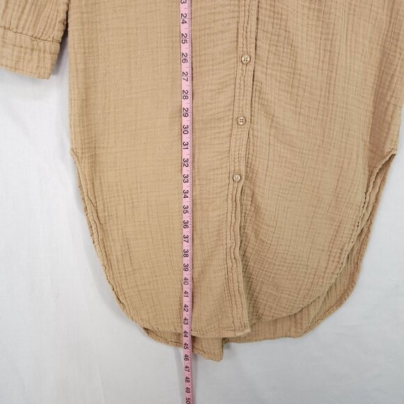 Star X Midi Shirt Dress Size Small Gauze Button Down Beachy Minimalist Boho USA - Picture 9 of 15